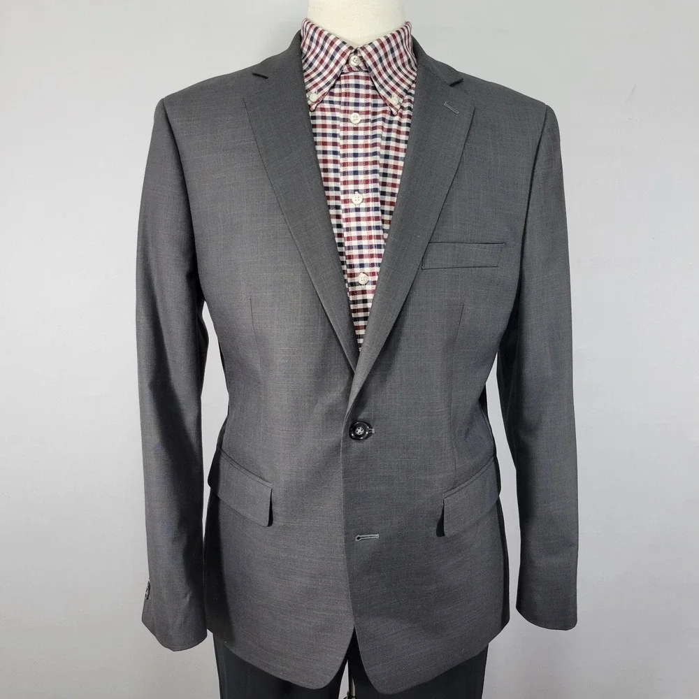 APT.9 Men's Sport Coat Blazer Two Button Gray Poly Blend Premier‎ Flex Slim 42R